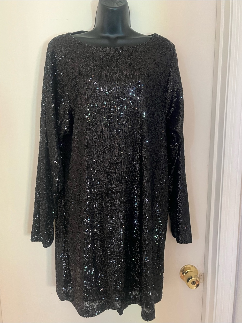 Steve Madden Black Sequin Long Sleeve Dress